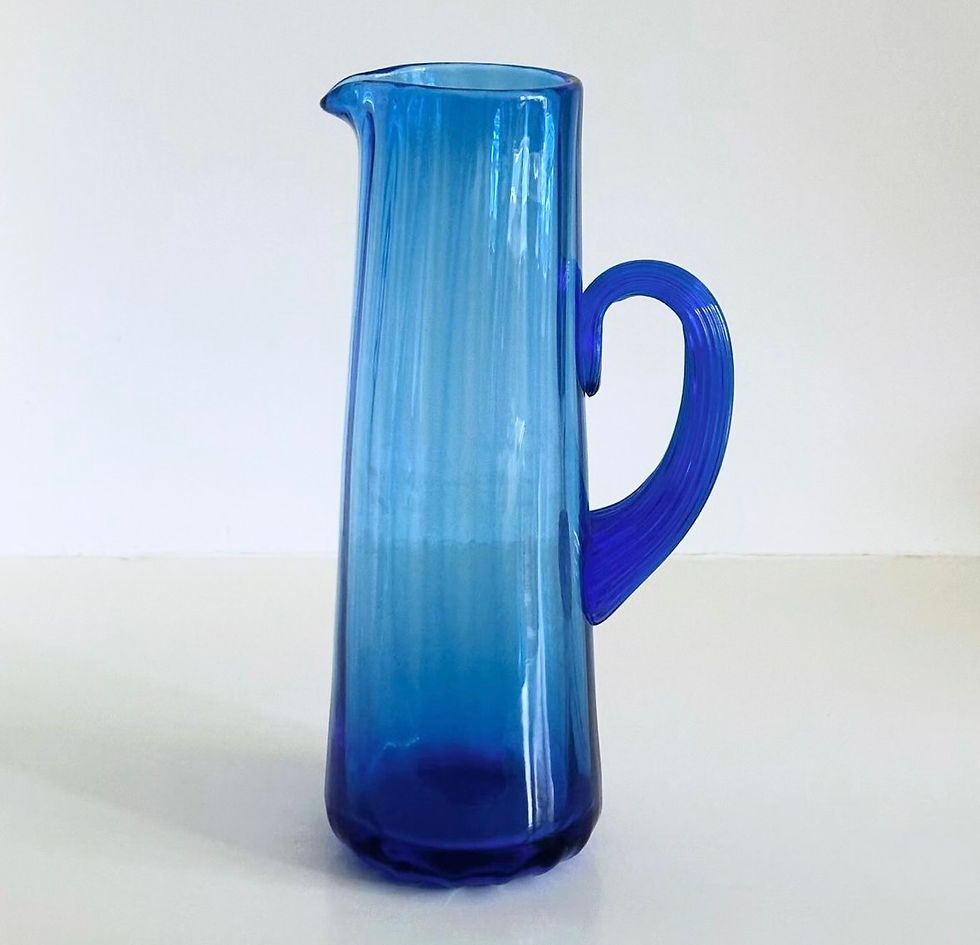 A Tall Blue Glass Water Jug, c.1880