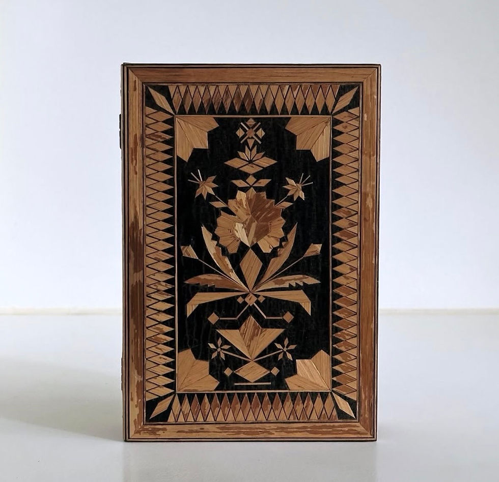 Thumbnail: A Napoleonic Marquetry Straw Work Book Box, c.1815
