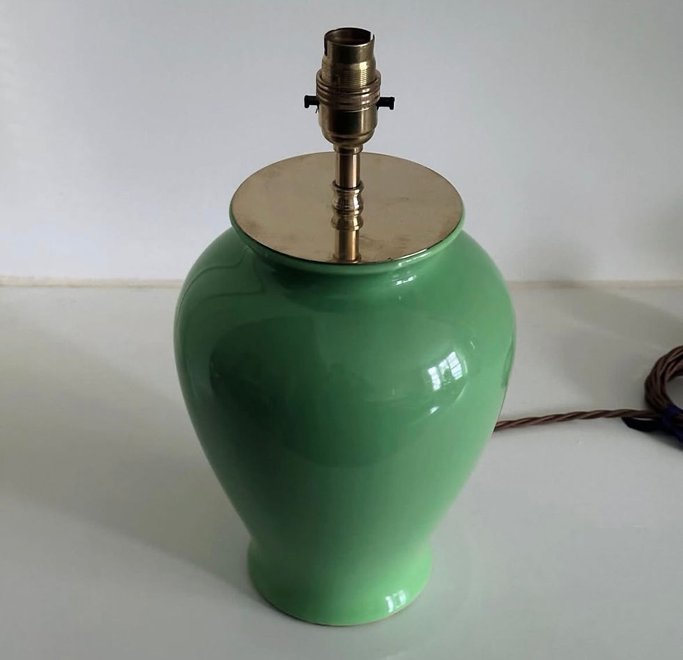 Thumbnail: A Green Glazed Porcelain Baluster Vase Lamp, c.1950