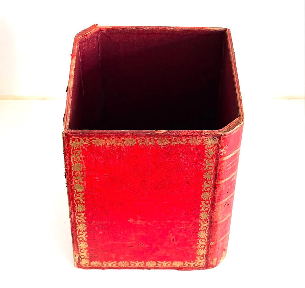 Thumbnail: A Tooled Red Leather Waste Paper Book Bin, c.1930