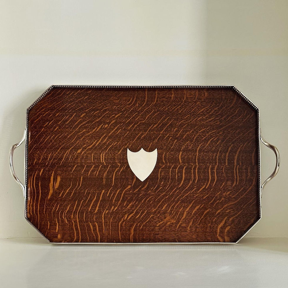 Thumbnail: An Edwardian Oak and Silver Plated Gallery Tray by John Grinsell & Sons, c.1910