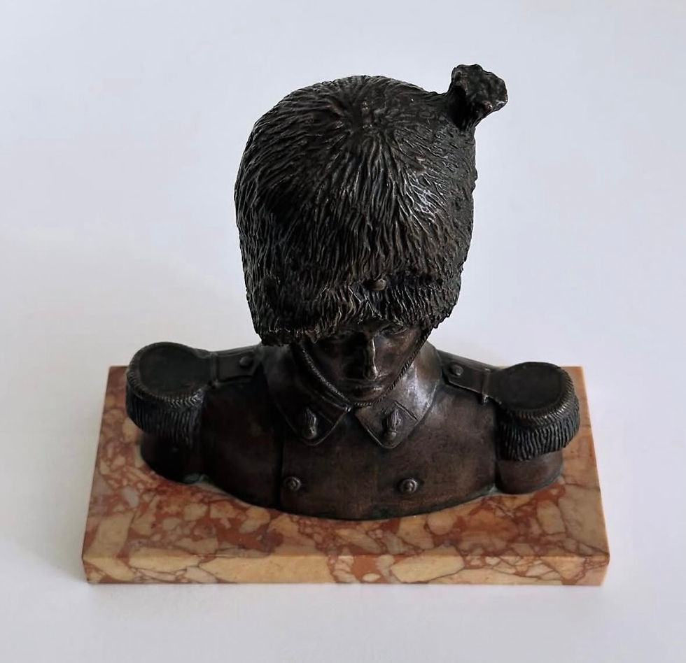 Thumbnail: A Fine Mid 19th Century Bronze Bust of a Grenadier Guardsman by Bulte, c.1860
