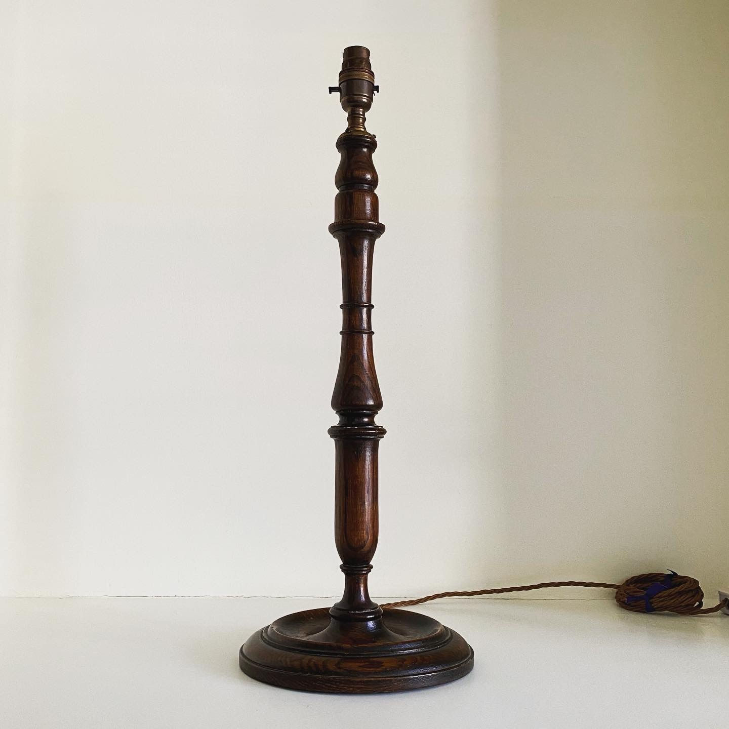 A Tall Late 19th Century Oak Lamp
