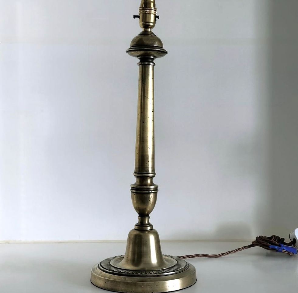 Thumbnail: A Tall Brass Column Lamp, c.1870
