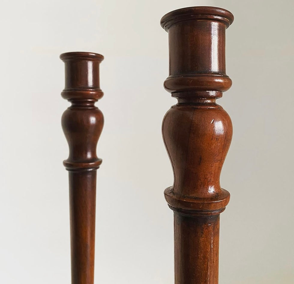 Thumbnail: A Tall Pair of Victorian Mahogany Candlesticks, c.1890