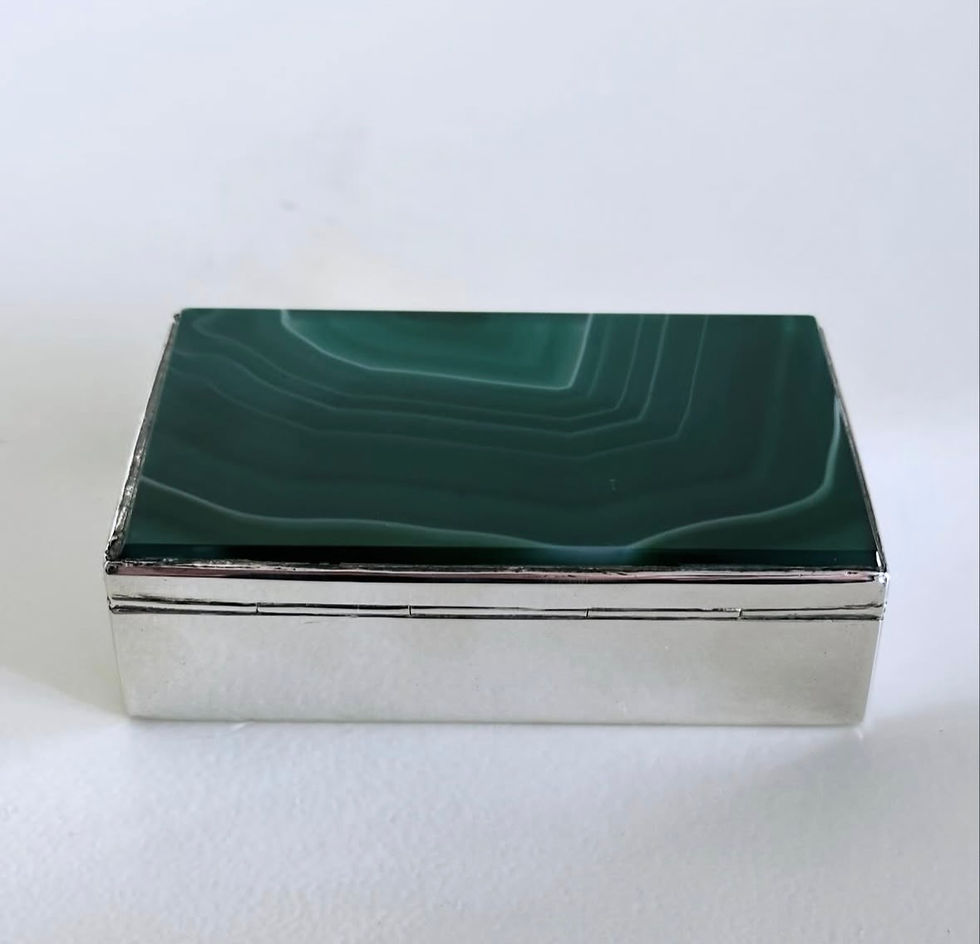 Thumbnail: A French Silver Plated and Green Agate Box, c.1910