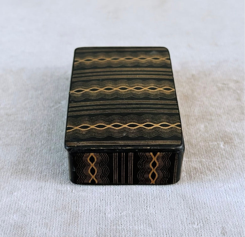 Thumbnail: A Regency Black and Gold Papier-Mache Snuff Box, c.1820