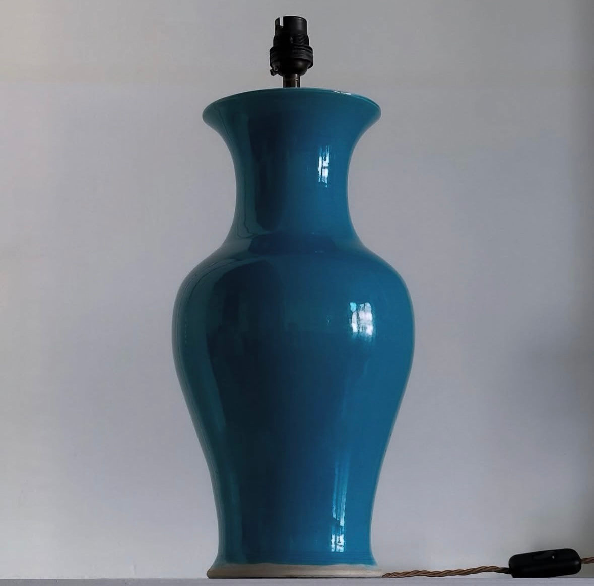 A Republic Period Turquoise Glazed Porcelain Vase Lamp, c.1920
