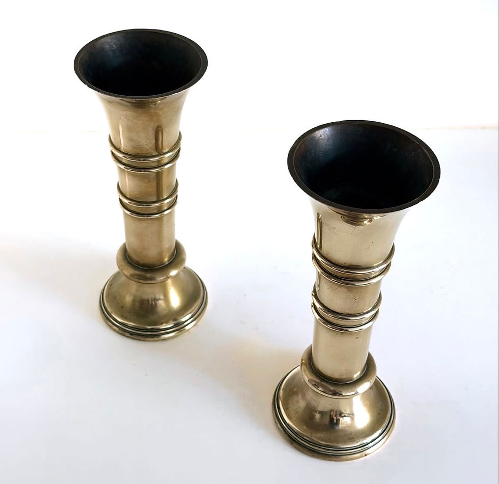 Thumbnail: A Pair of Victorian Period Brass Trumpet Vases by J. Wippell & Co Ltd., c.1870