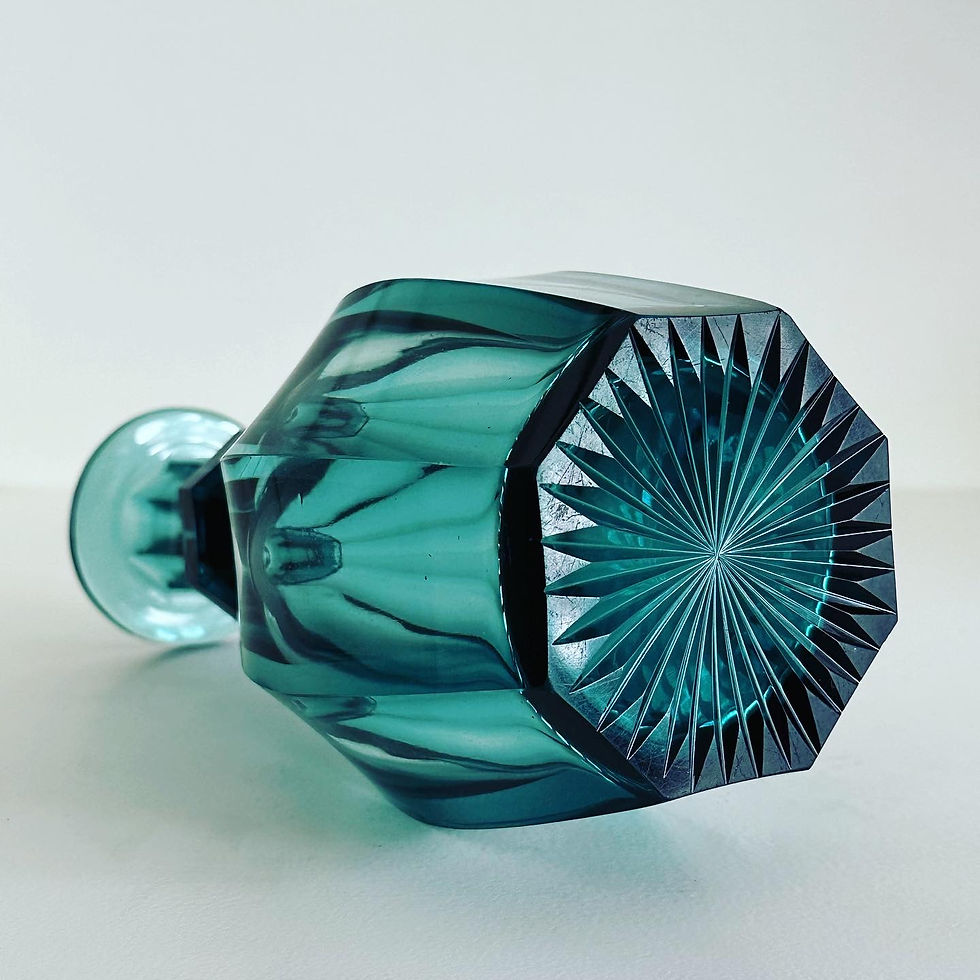 Thumbnail: A Faceted Green Glass Decanter, c.1850