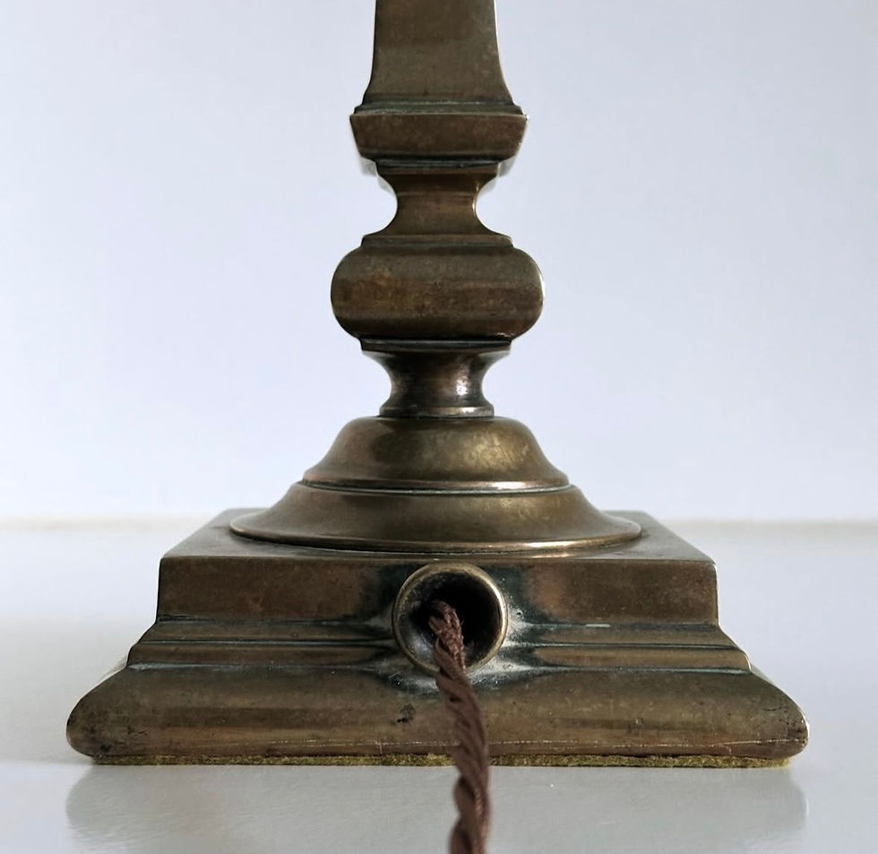 Thumbnail: A Victorian Tapering Brass Column Lamp, c.1880