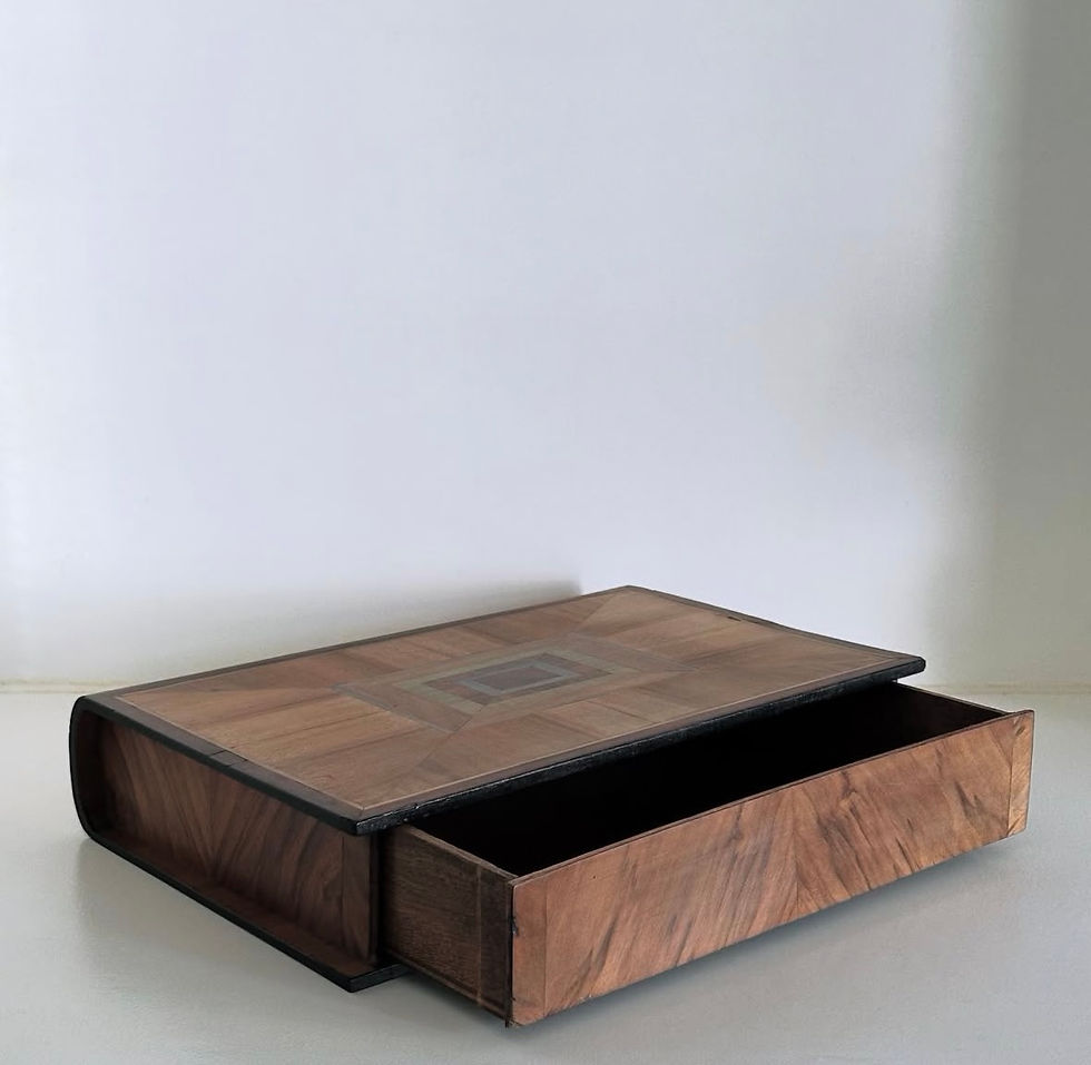 Thumbnail: A Large Walnut and Specimen Wood Book Box, c.1930