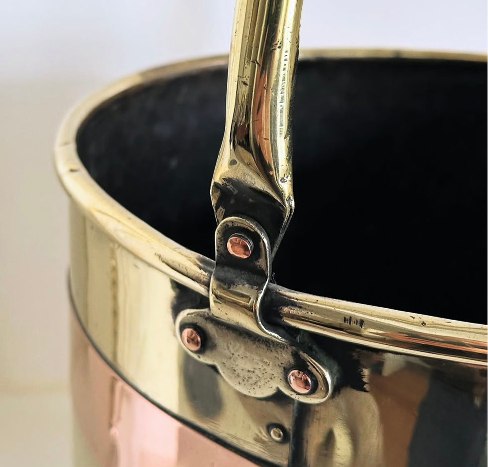 Thumbnail: A Riveted Brass and Copper Log Bucket, c.1900