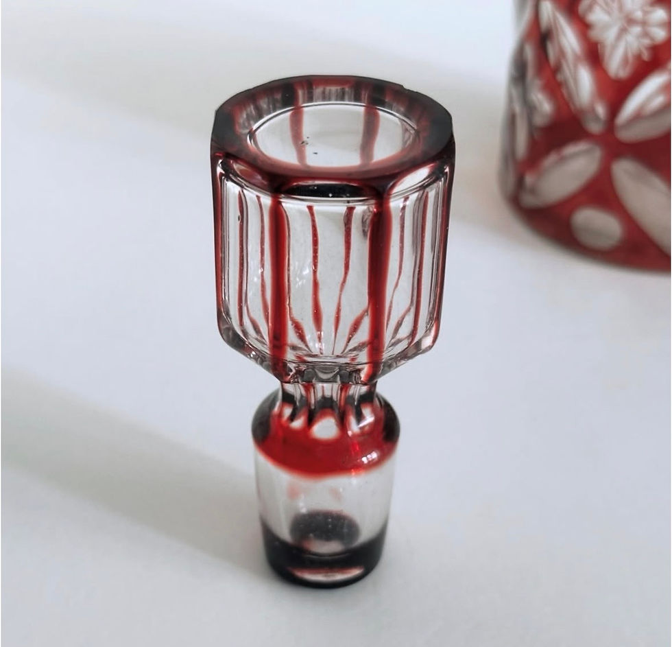 Thumbnail: A Victorian Cranberry and Clear Glass Bottle Decanter, c.1870