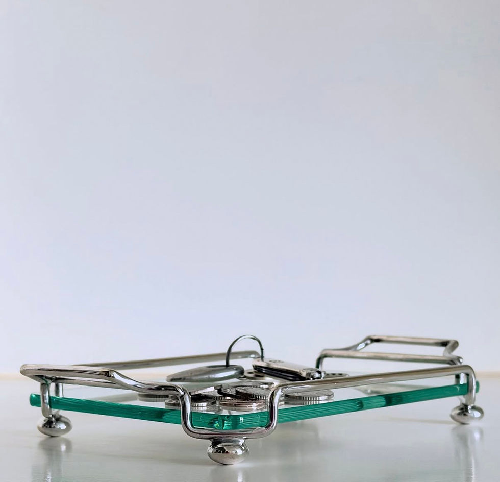 Thumbnail: A Deco Period Silver Plated and Glass Tray, c.1930