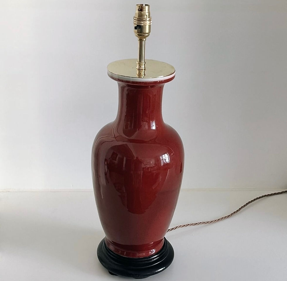 A Tall Sang de Boeuf Porcelain Vase Lamp, c.1900