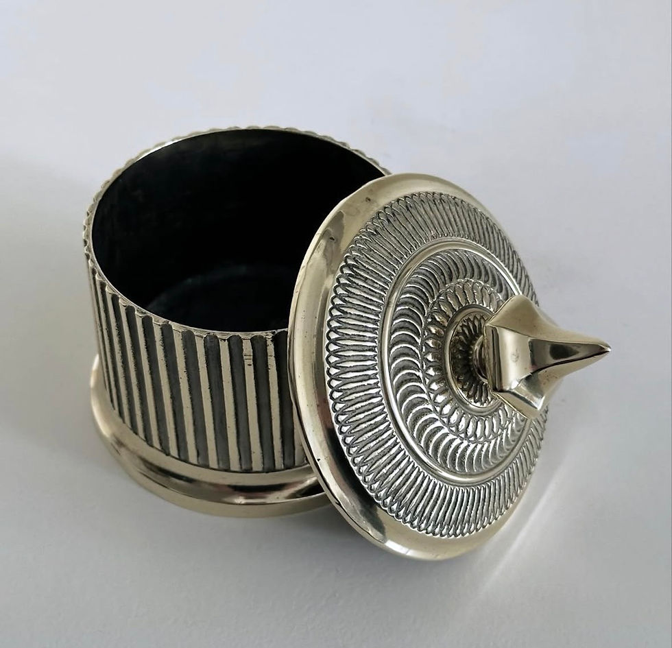 Thumbnail: A Reeded Brass Tobacco Jar, c.1860