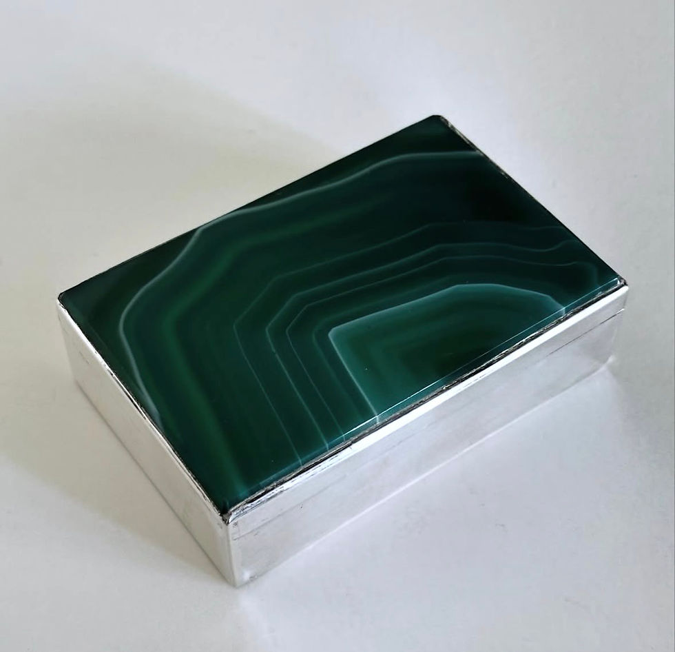 Thumbnail: A French Silver Plated and Green Agate Box, c.1910