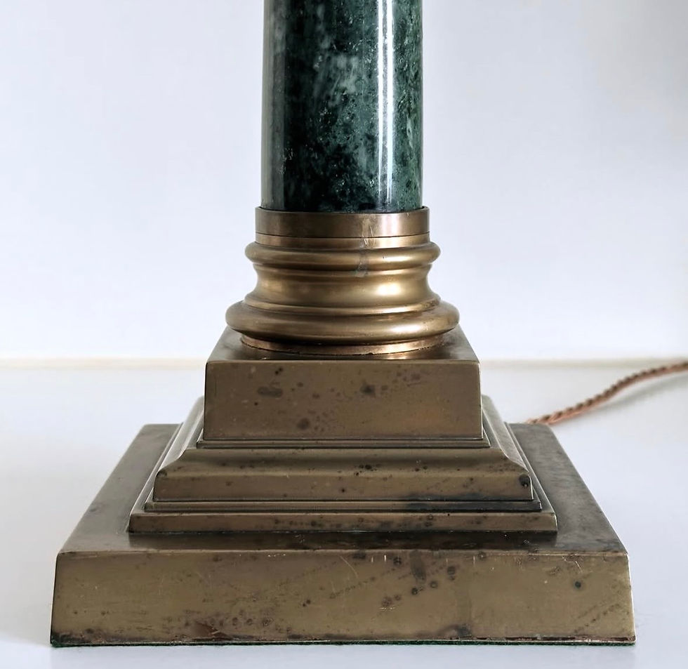 Thumbnail: A Tall 20th Century Green Marble and Brass Corinthian Column Lamp, c.1980s