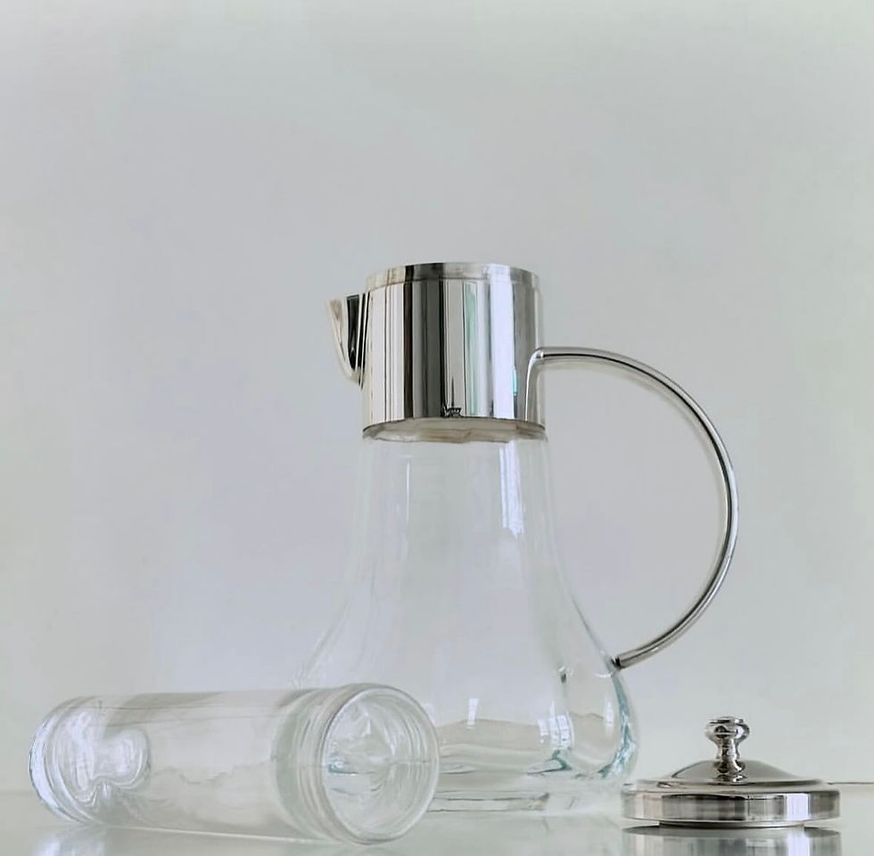 Thumbnail: A Deco Glass and Silver Plated Lemonade Jug by Asprey, c.1930