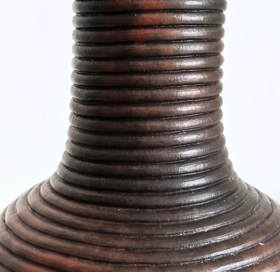 Thumbnail: A Reeded Terracotta Vase Lamp, c.1930