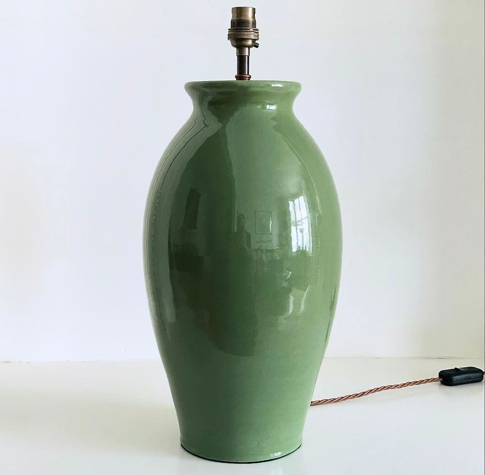 A Tall Olive Green Vase Lamp, c.1930