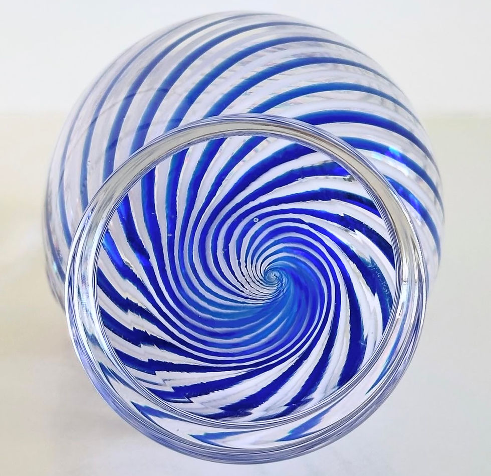 Thumbnail: A Blue and White Striped Glass Jug, c.1900