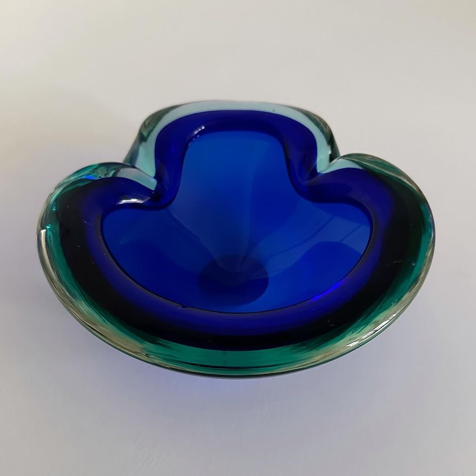 Thumbnail: A Murano Sommerso Blue and Turquoise Glass Bowl, c.1960