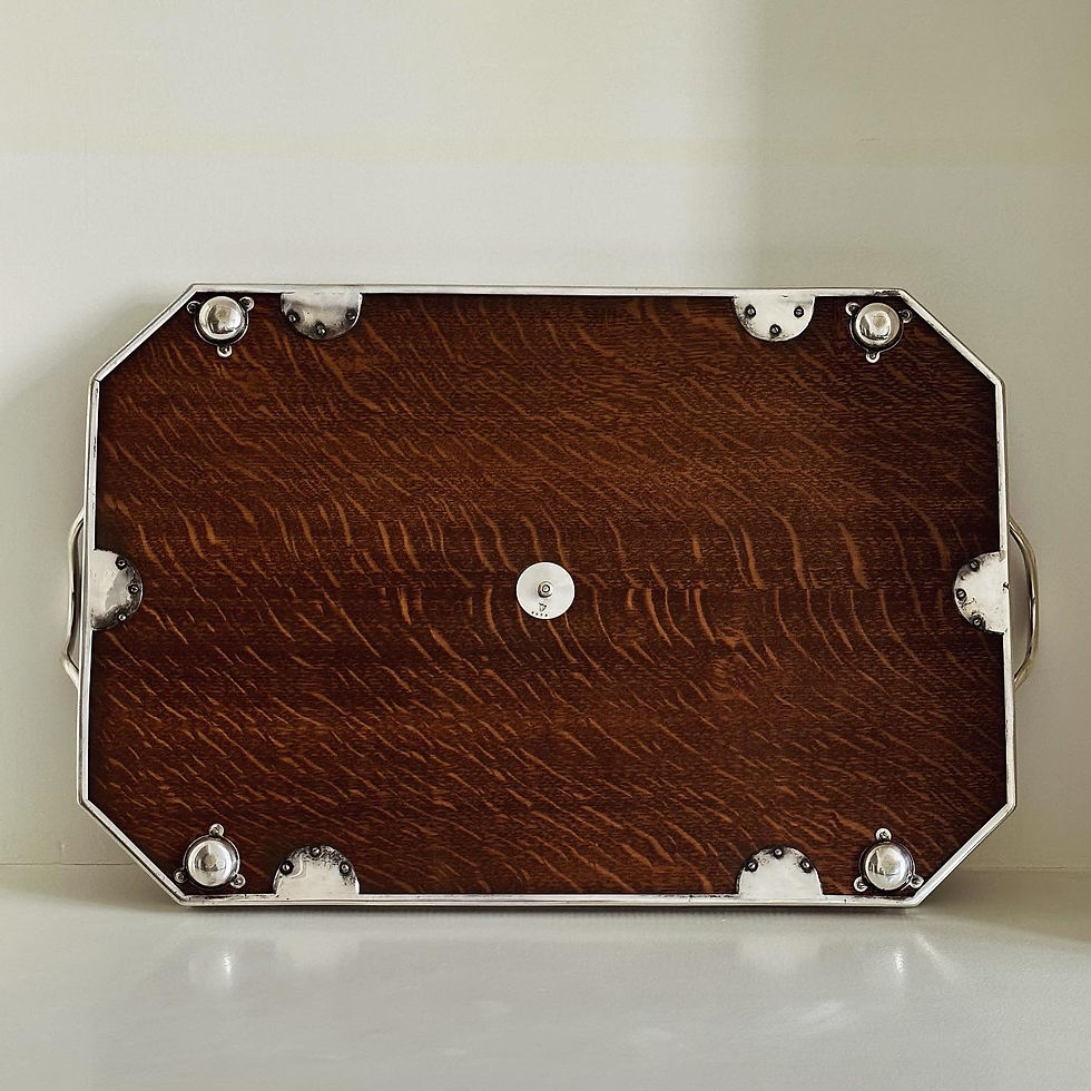 Thumbnail: An Edwardian Oak and Silver Plated Gallery Tray by John Grinsell & Sons, c.1910