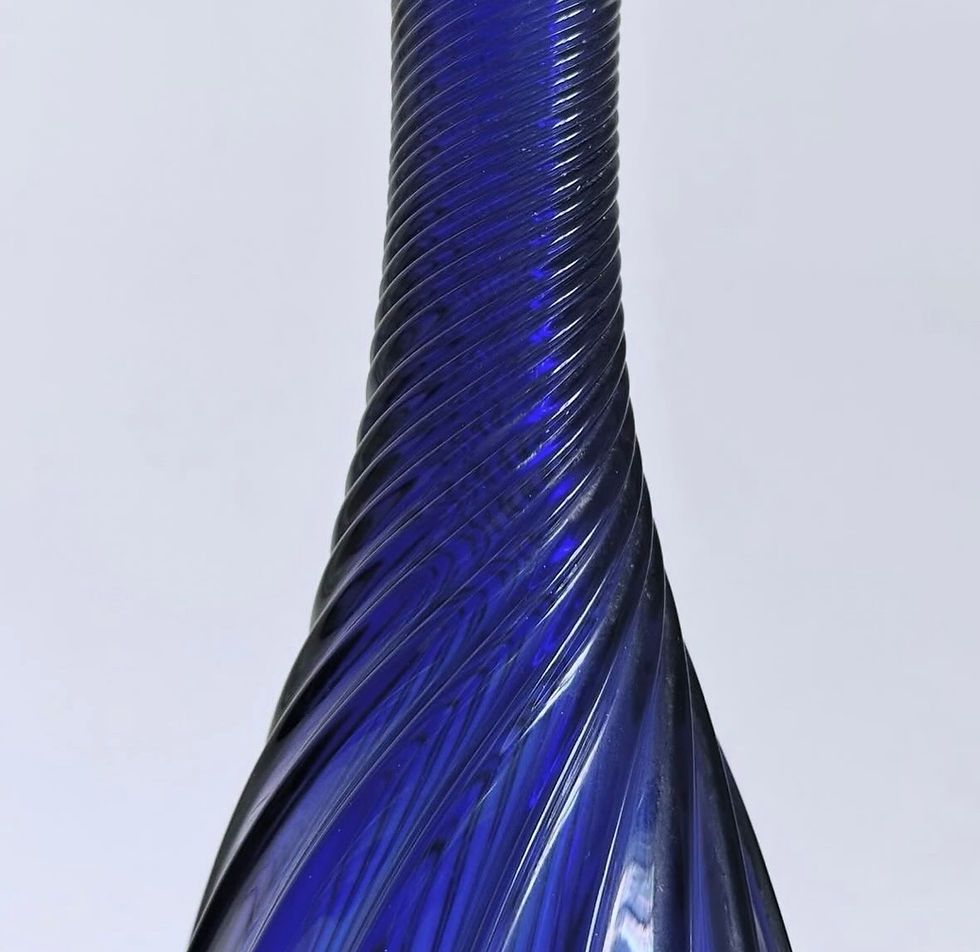 Thumbnail: A William IV Period Blue Wrythen Glass Carafe or Serving Bottle, c.1830