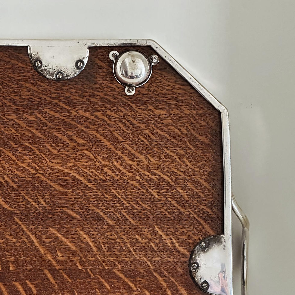 Thumbnail: An Edwardian Oak and Silver Plated Gallery Tray by John Grinsell & Sons, c.1910