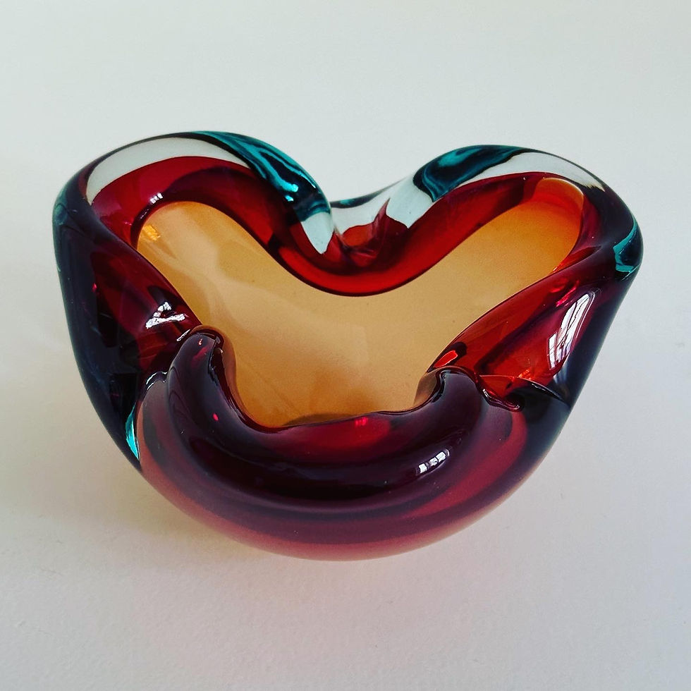 Thumbnail: A Sommerso Murano Blue, Orange & Red Glass Bowl, c.1960