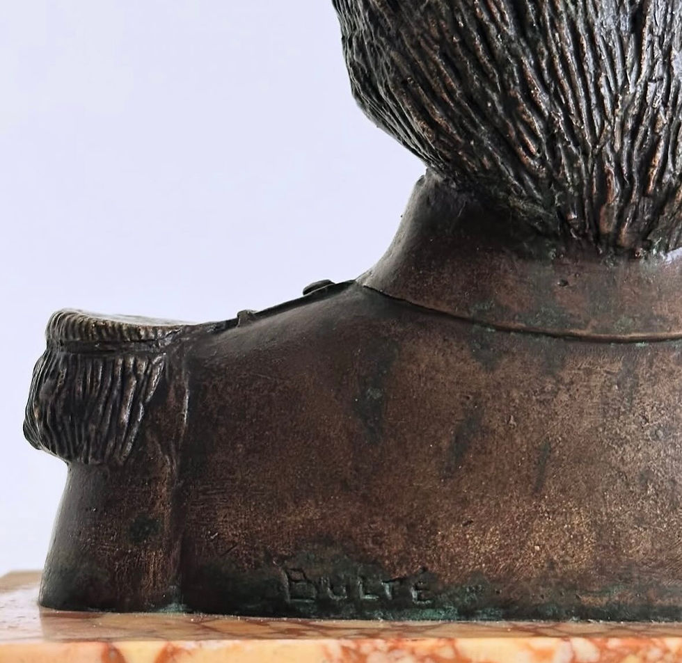 Thumbnail: A Fine Mid 19th Century Bronze Bust of a Grenadier Guardsman by Bulte, c.1860