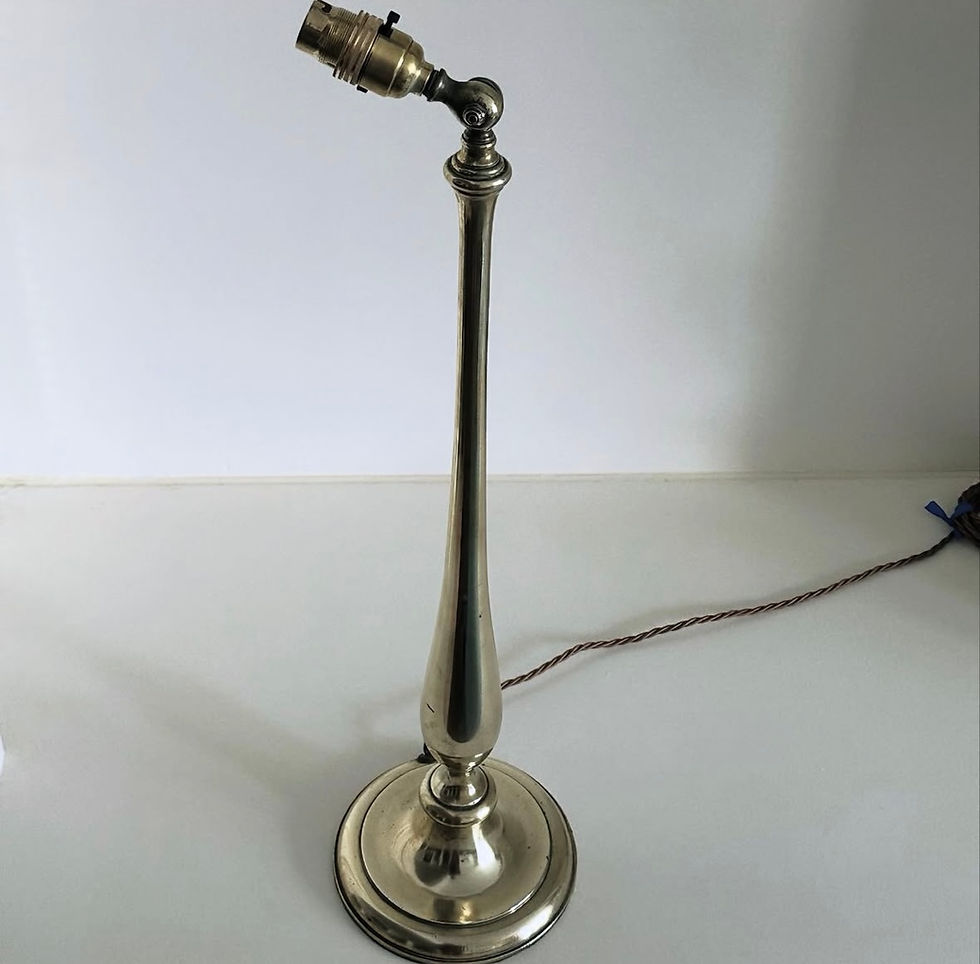 Thumbnail: A Tall Brass Lamp with an Adjustable Light Fitting, c.1910
