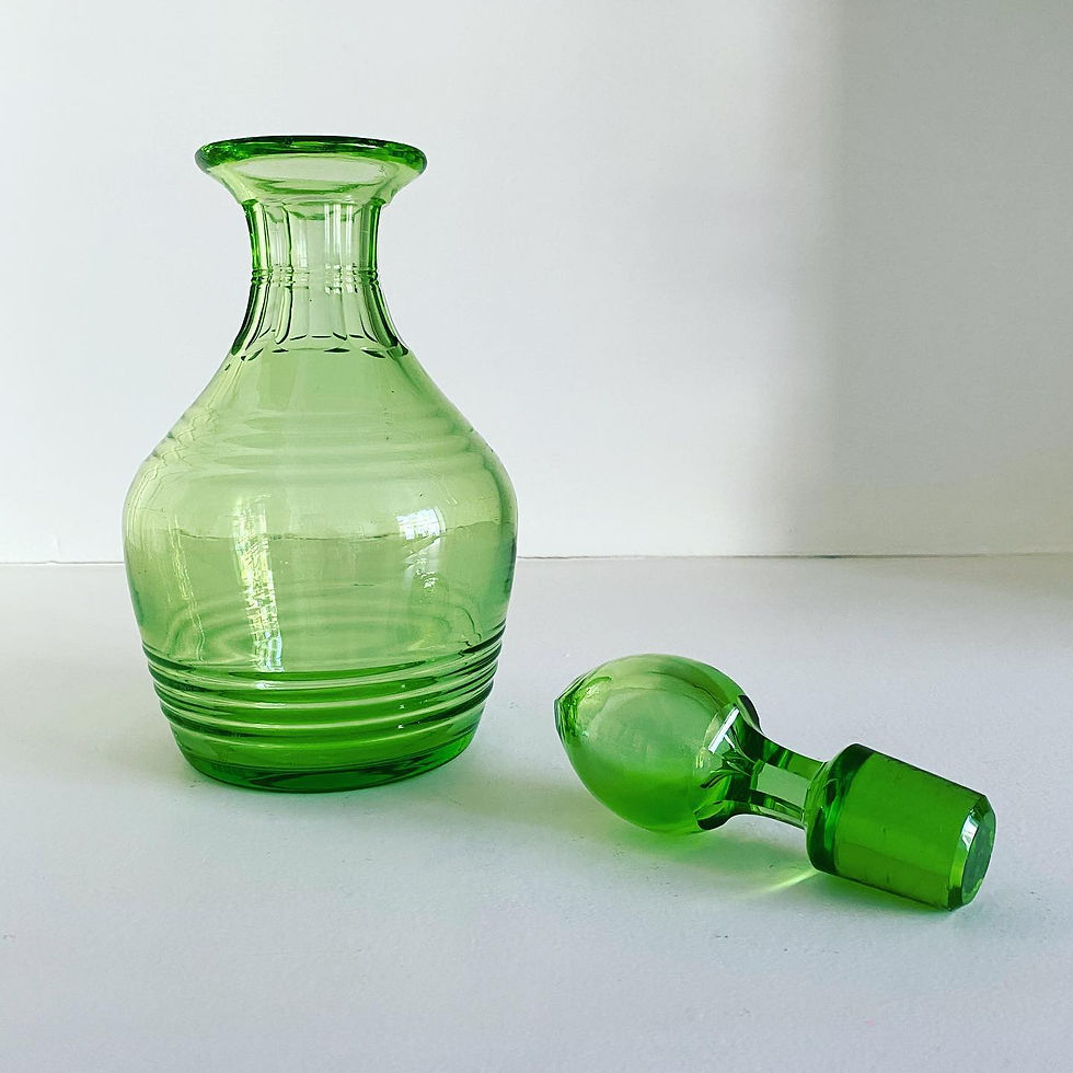 Thumbnail: A Deco Green Glass Decanter by Stuart