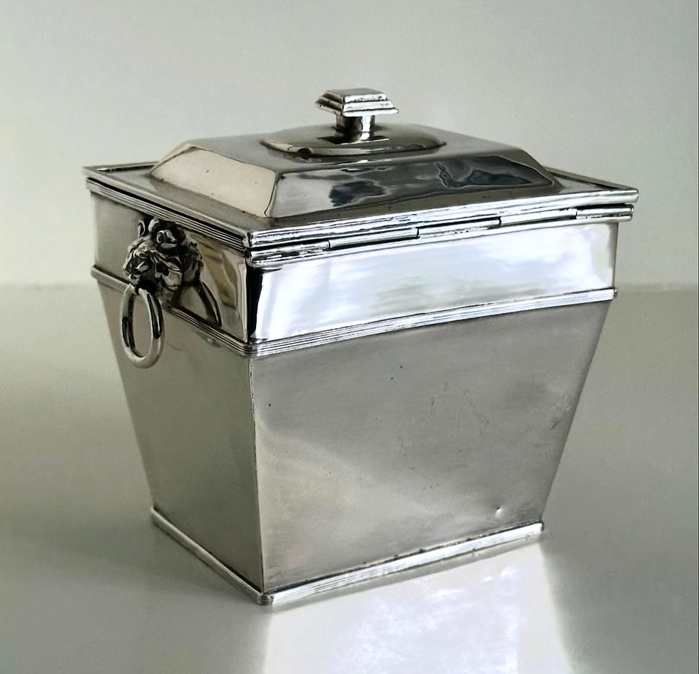 Thumbnail: A Victorian Silver Plated Sarcophagus Shaped Tea Caddy, c.1880