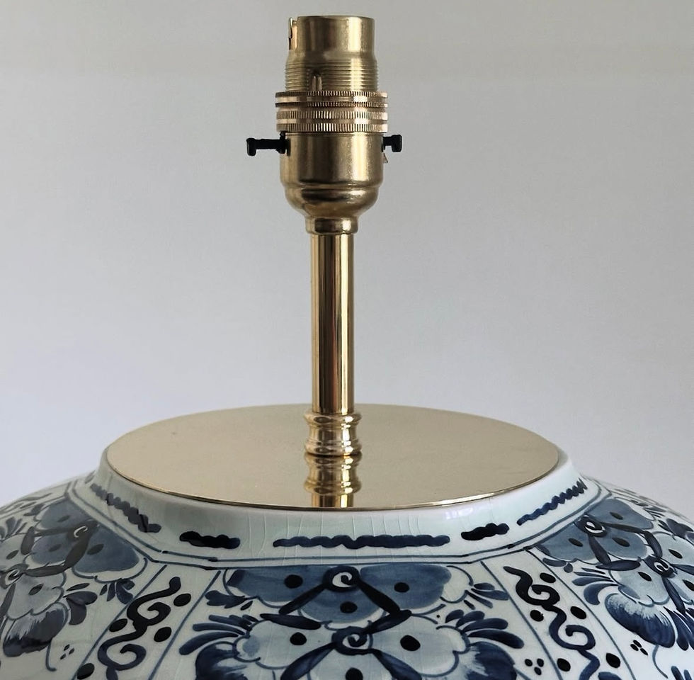Thumbnail: A Large Hexagonal Shaped Blue and White Delft Vase Lamp, c.1930