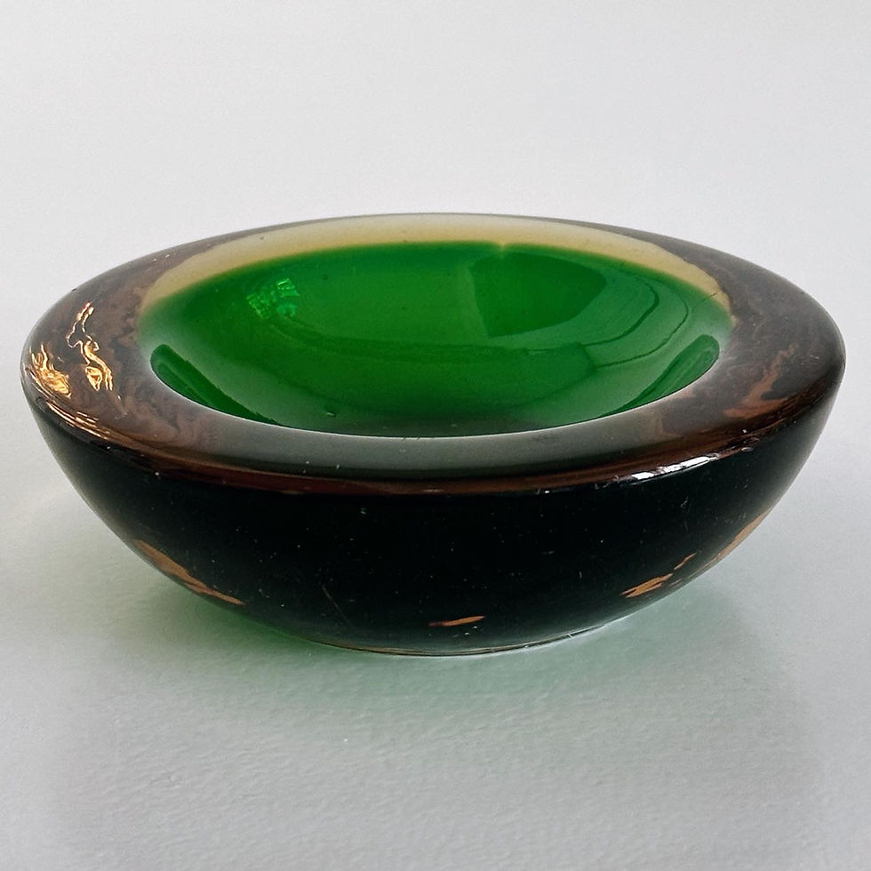 Thumbnail: A Murano Sommerso Green and Orange Glass Bowl, c.1960