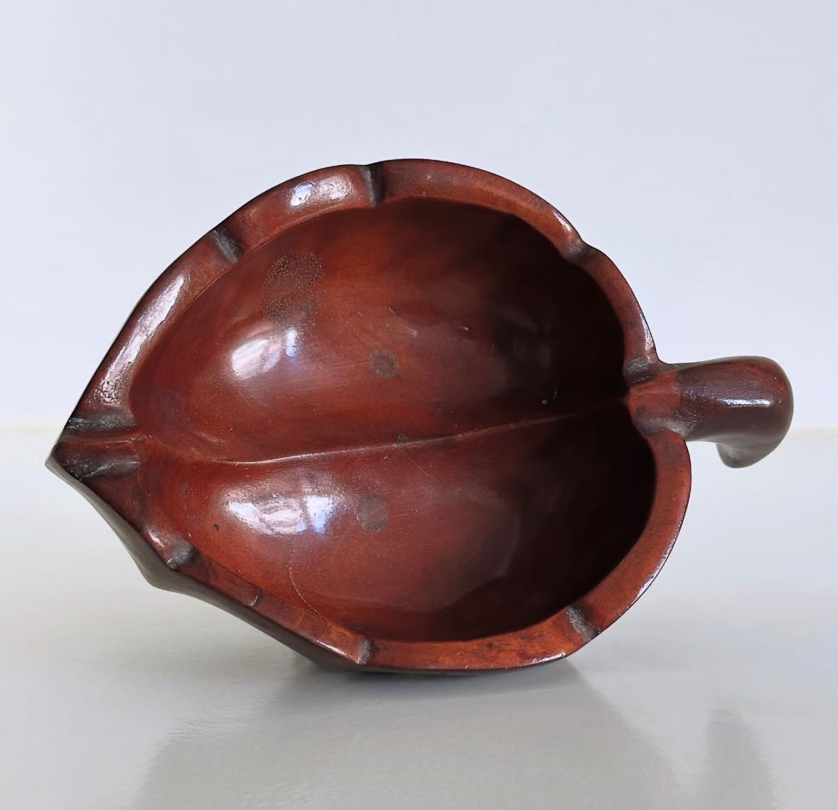 A Carved Caribbean Hardwood Leaf Bowl from Haiti, c.1960