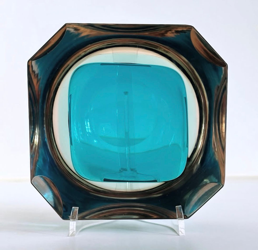 Thumbnail: A Murano Sommerso Turquoise and Rose Pink Glass Bowl, c.1960