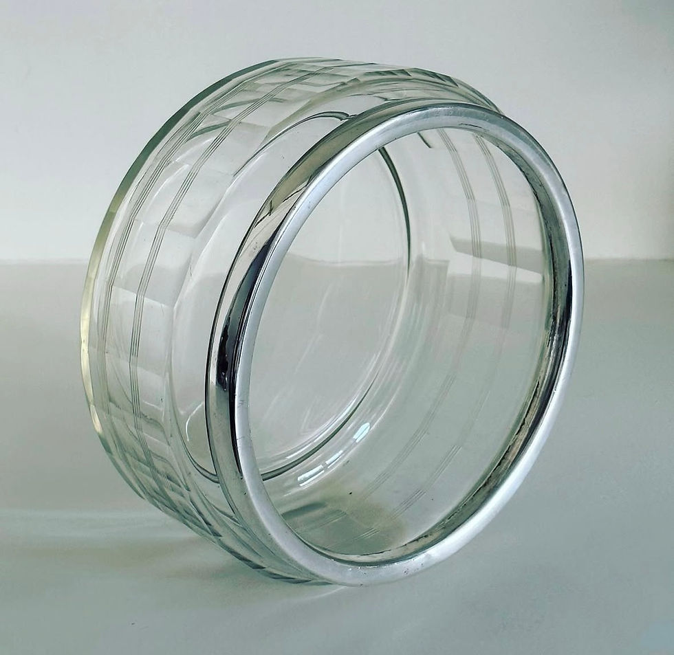 Thumbnail: A Deco Glass and Silver Plated Bowl, c.1920