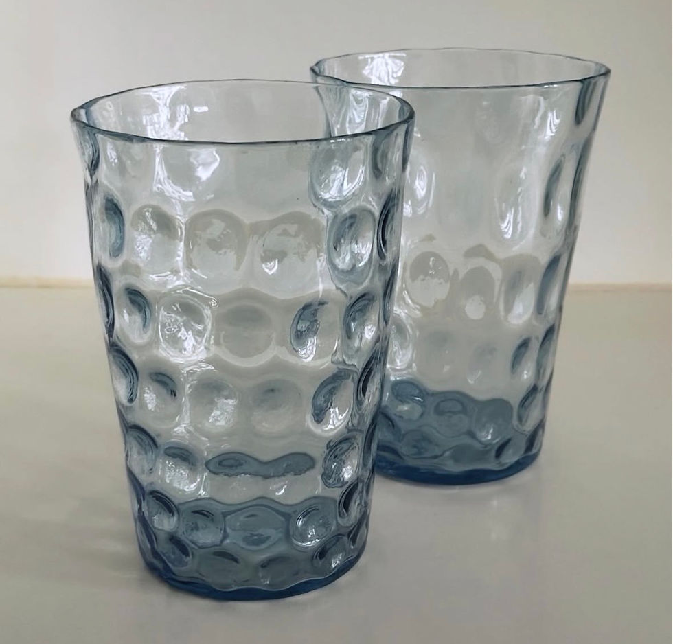 Thumbnail: A Pair of Pale Blue Dimple Glass Vases by Whitefriars, c.1950