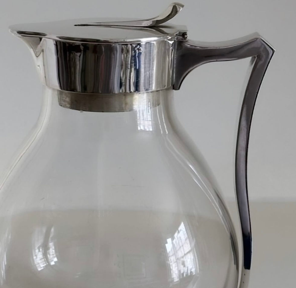 Thumbnail: A Large Silver Plated and Clear Glass Jug by John Grinsell & Sons, c.1920