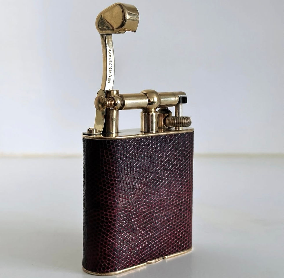 Thumbnail: A Rare Gold Plated and Lizard Skin Dunhill 'Giant' Table Lighter, c.1950