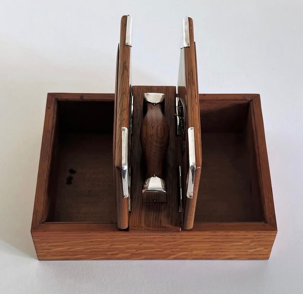 Thumbnail: A Fine Oak and Silver Dual Lidded Cigar and Cigarette Box, c.1889