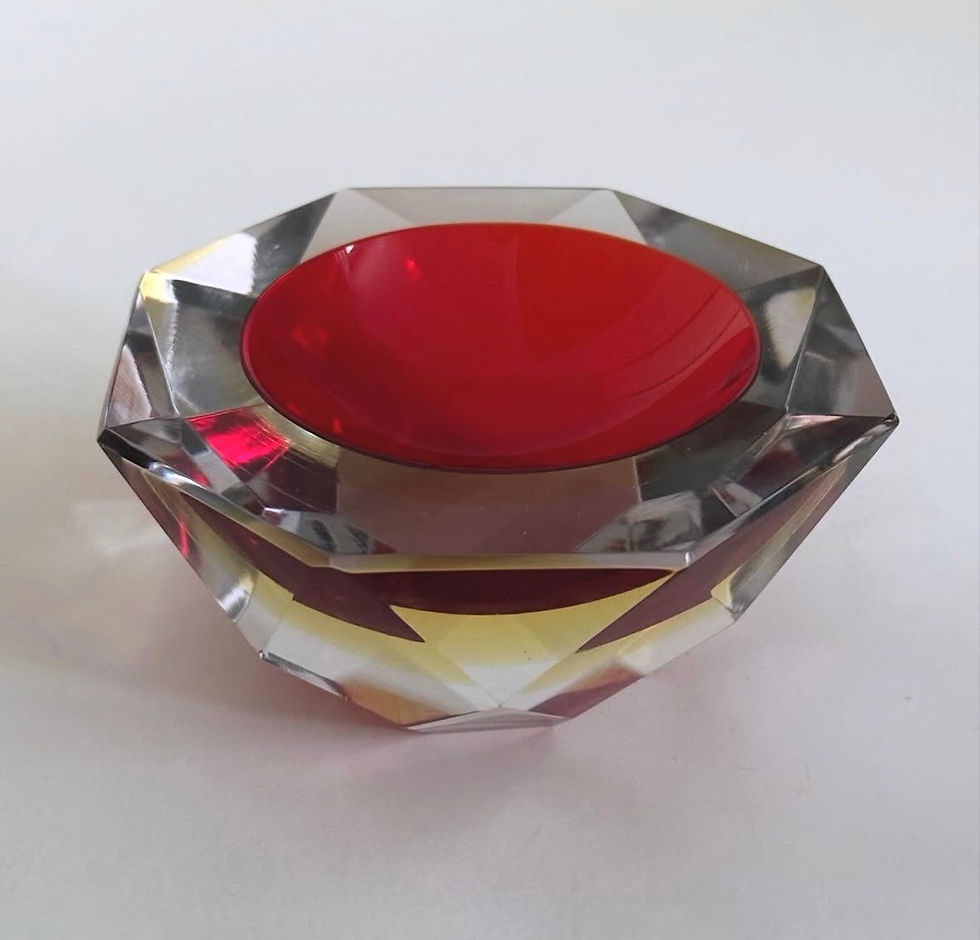 Thumbnail: A Murano Sommerso Red, Yellow and Clear Glass Bowl, c.1960