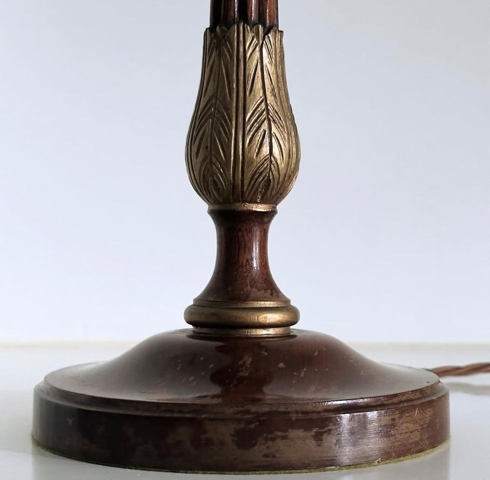 Thumbnail: An Edwardian Reeded Mahogany Lamp with Gilded Acanthus Leaf Decoration, c.1910