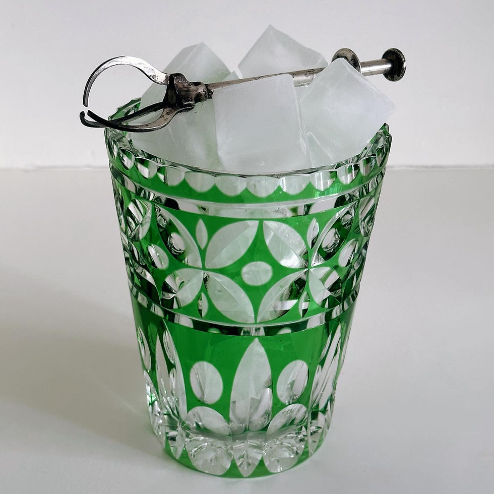 Thumbnail: A Green Over Clear Glass Ice Bucket by Val Saint Lambert, c.1950