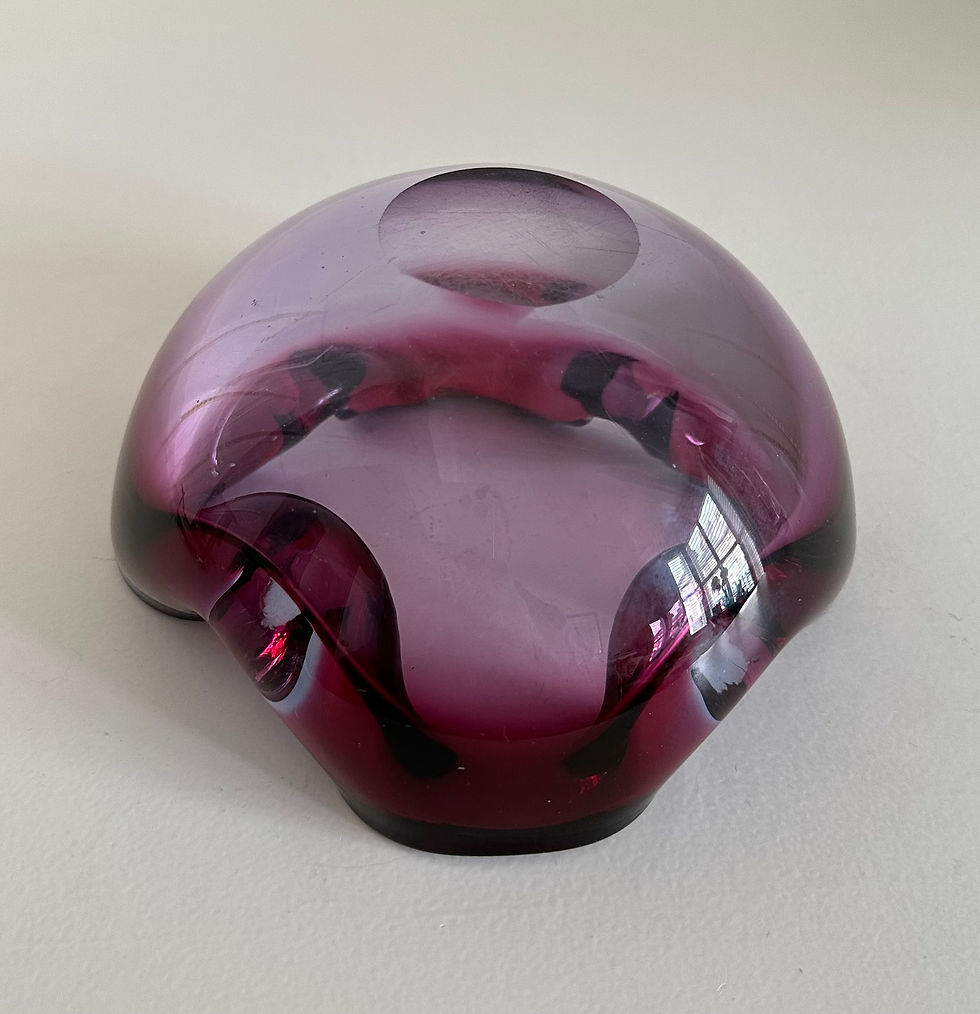 Thumbnail: A Large Amethyst and Blue Murano Sommerso Glass Bowl