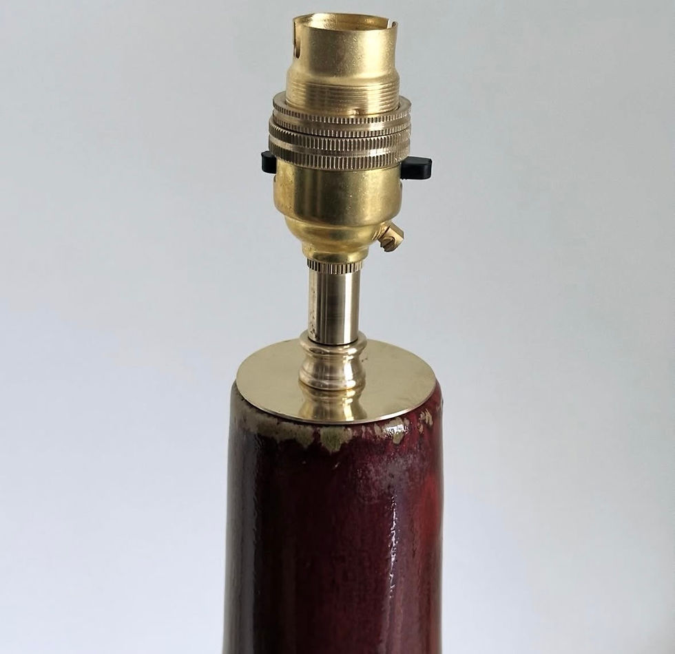 Thumbnail: A Tall Burgundy Glazed Pottery Vase Lamp, c.1900